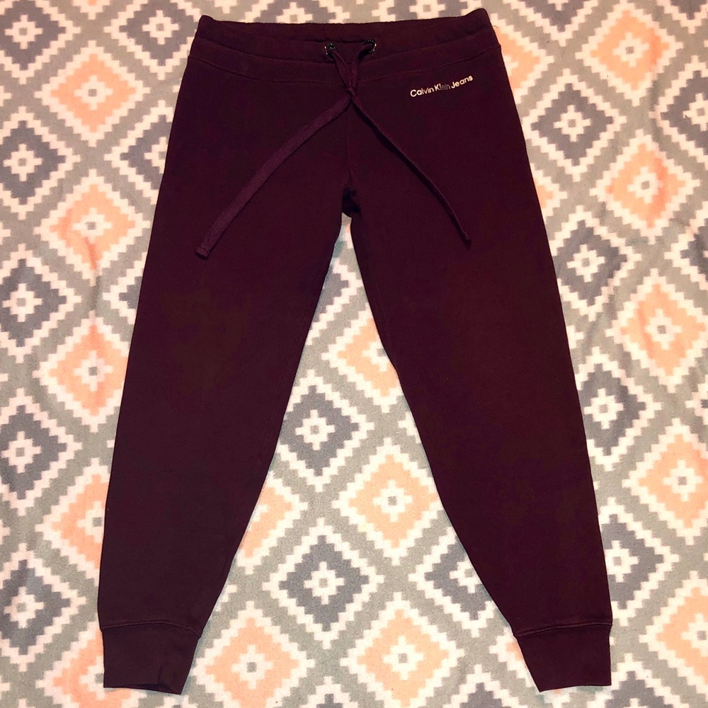 Calvin Klein Jeans Women’s Maroon Drawstring Jogger Sweatpants Size Small